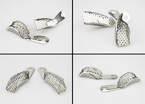 Plateaux d'empreinte dentaire professionnels en acier inoxydable |   Kit de plateaux métalliques perforés réutilisables pour quadrants supérieurs et inférieurs - Product Image 2