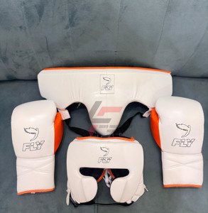 Brand New Leather Fly Set <b>Training</b> Sparring Set Custom Made Super Comfortable Fly Kickboxing Gloves Set <b>Head</b> Guard,Groin Guard. - Product Image 1