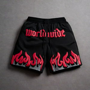 Men's Graphic Puff Print Casual <b>Shorts</b> Heavyweight Cotton Street Fashion OEM ODM Sportswear Supplier - Product Image 4