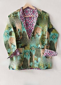 Premium Handcrafted Embroidery Winter Eco-Friendly Rajasthani Cotton Quilted <b>Jacket</b> for Women Elegant <b>Mandarin</b> <b>Collar</b> Full - Product Image 3