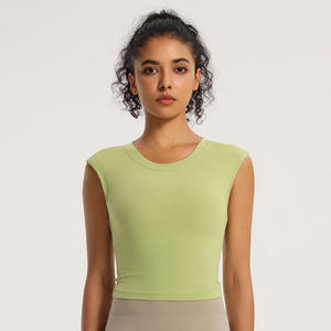 T-shirt de sport pour femme léger, écologique, en Spandex/Nylon, à séchage rapide, respirant, décontracté, pour la course et le yoga, avec logo frontal - Product Image 2