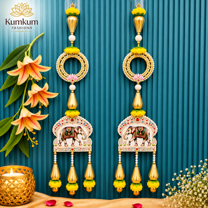 New Arrival Traditional Indian Handmade <b>Elephant</b> Bell Hanging Pair <b>Decorative</b> Wall Door Hanging Diwali Wedding Ganesha Home Deco - Product Image 2