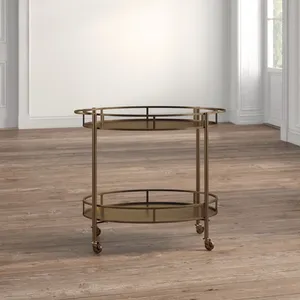Handmade Metal Rolling Storage Trolley with Modern Industrial Design Powder Coated Finish Spacious <b>Utility</b> Shelves for Kitchen - Product Image 4