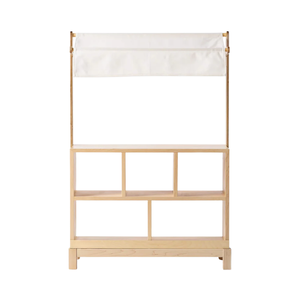 Puesto de Mercado de Madera para Niños, Juguete de Simulación de Tienda con Toldo a Rayas y Cajas, Set Educativo de Madera Natural - Product Image 3