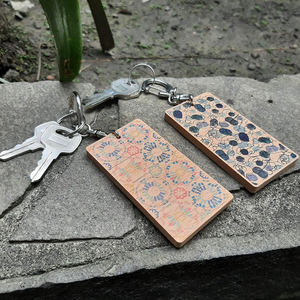 Custom Rectangle Wood Key Chain Floral Holder <b>Ring</b> Charm for Souvenir Gifts - Product Image 3