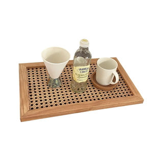 Handwoven Cane Serving Storage <b>Tray</b> For Coffee Snack <b>Breakfast</b> Cloudy Shaped Handmade Rattan Vanity <b>Tray</b> For Kitchen & Tableware - Product Image 2