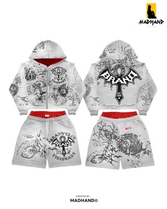 Premium Graphic Hoodie & <b>Shorts</b> Set | Street-<b>Tech</b> Performance Hoodie with Graphic Print <b>Shorts</b> | OEM Private Label Manufacturer - Product Image 2