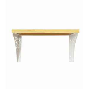 Modern Wooden Floating Shelf Elegant Wall Mount <b>White</b> Metal <b>Bracket</b> Storage Ledge Organizer Single Board for Home Decor - Product Image 1