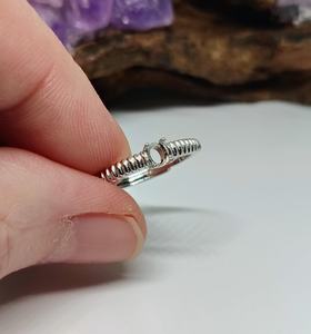 Support de monture de bague ovale cannelé en argent sterling massif 4x3mm, rhodié, pré-découpé, pour bijoux - Product Image 3
