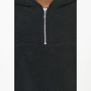 <b>Men's</b> Sherpa Fleece Half-Zip Hoodie – Fuzzy Plush Teddy <b>Pullover</b> Jacket with Hood - Product Image 4