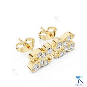 Lab Grown Diamond Filled Abstract Swirl Stud <b>Earrings</b> 14K 18K <b>Solid</b> Gold Brilliant Cut 6 Stone Cluster Fine Women Jewelry - Product Image 6