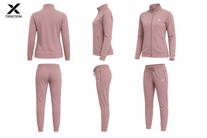 Conjunto Deportivo Rosa para Mujer X Sports City, Chaqueta con Cierre Completo y Pantalones Deportivos, Diseño Deportivo de Color Sólido, Material Transpirable, Ropa de Otoño - Product Image 3