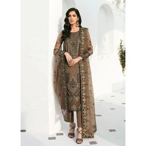 ชุดเดรสงานปาร์ตี้สไตล์บอลลีวูดคอลเลคชั่นใหม่ปี 2023 พร้อมเสื้อปักลายหนัก กางเกงผ้าตาข่าย และผ้าพันคอผ้าตาข่าย ชุดอินเดียและปากีสถาน - Product Image 6