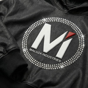 Sweat à capuche empilé enduit ONYX MALUZA Industries – Pullover streetwear premium, mode urbaine de luxe, 100 % coton, édition hiver noire - Product Image 2