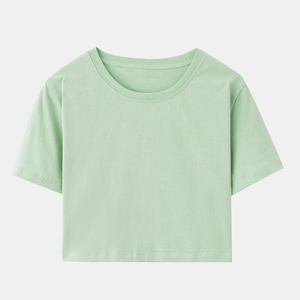 เสื้อครอปแขนสั้นผู้หญิง ผ้าฝ้าย 100% เป็นมิตรกับสิ่งแวดล้อม ระบายอากาศได้ดี เหมาะสำหรับฤดูร้อน สไตล์ลำลอง ประดับพู่เพชร กระดุมติดโลโก้ - Product Image 1
