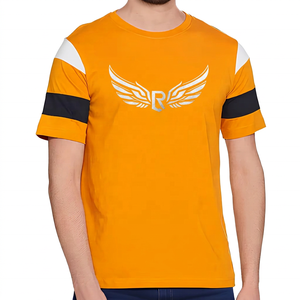 Men's Orange Short Sleeve T-<b>Shirt</b> with White Logo Casual O-Neck Jersey Fit 100% Cotton Knitted Eco-Friendly Breathable - Product Image 1