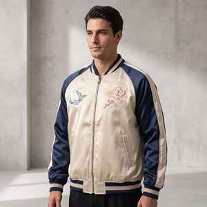 Satin Sukajan <b>Varsity</b> <b>Jacket</b> Japanese Style <b>Vintage</b> Embroidered Patchwork Canvas Winter Breathable Unisex Souvenir <b>Jacket</b> - Product Image 5