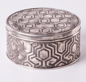 Custom Embossed Silver Metal Date And Dry Fruit Storage Box <b>Honeycomb</b> Maze Snack Container - Product Image 5
