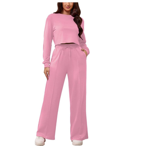 Ensemble de survêtement pour femmes de qualité supérieure, deux pièces, tissu doux, personnalisation de la marque, fournisseur OEM ODM - Product Image 4