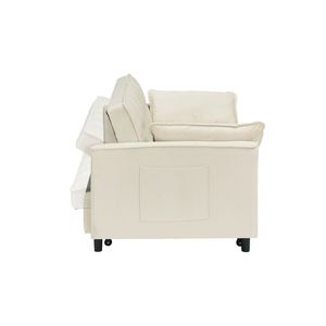 Divano Letto Moderno in Velluto con Funzione Estraibile, Divanetto Casual con Cuscini e Tasche per Arredamento Soggiorno, Set da 3 Pezzi - Product Image 5