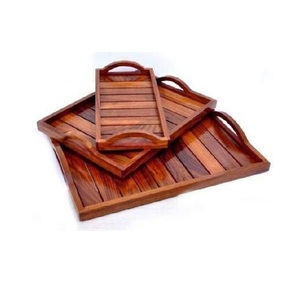 Plateau utilitaire en bois pour le petit-déjeuner, le café, le thé, les collations, la nourriture, la cuisine, la table à manger et l'organisation de la maison - Product Image 3