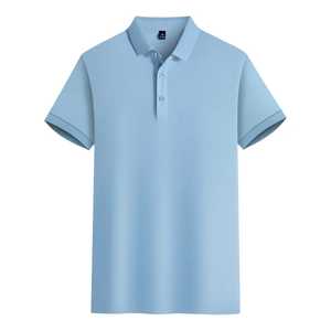 Service OEM spécial – T-shirt homme anti-plis en polyester/coton tricoté 200g, vente en gros, couleur unie, manches courtes, col boutonné, haute qualité - Product Image 1