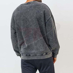 เสื้อสเวตเชิ้ตคอกลมโอเวอร์ไซส์สำหรับผู้ชาย สีพื้น ผ้าถัก คอตตอน สวมใส่สบายๆ ในฤดูใบไม้ร่วง ทรงปกติ คอกลม ผ้าถัก - Product Image 4