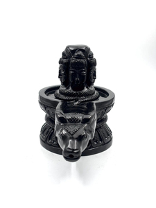 Sculpture spirituelle en cristal de spinelle noire Panchmukhi sculptée à la main, décor spirituel, fournisseur en gros OEM ODM - Product Image 3