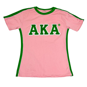 Premium <b>Shirt</b> Pink Green Women's Crew Neck Short Sleeve Casual Greek Style T-<b>Shirt</b> Premium Apparel - Product Image 1