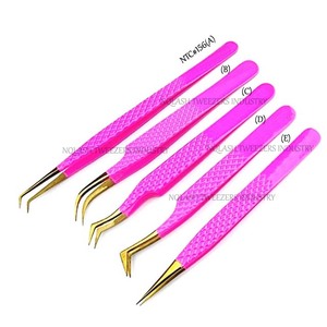 Pinzas de Extensión de Pestañas de Precisión Antiestáticas de Acero Inoxidable con Punta Puntiaguda de 45/75/90 Grados y Logotipo Personalizado Pink Heart - Product Image 6