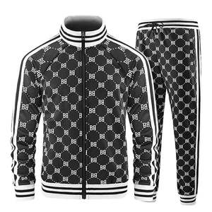 Ensemble de survêtement sportif pour homme, style hip-hop, brodé, 2 pièces, 100% coton molletonné, séchage rapide - Product Image 1