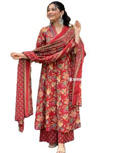 Broderie traditionnelle femmes indien Punjabi pakistanais Shalwar Kameez blanc coton Kurti avec pantalon pour les fêtes de mariage - Product Image 2