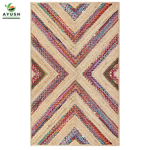 Tapis artisanal coloré, minimaliste et confortable, en fibres de jute et coton, tapis sur mesure d'Inde - Product Image 4