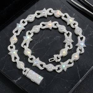 Collar de Cadena de Plata 925 con Eslabones Cubanos de Moissanita VVS de Alta Calidad Estilo Hip Hop Iced Out para Hombre, Disponible para la Venta - Product Image 5
