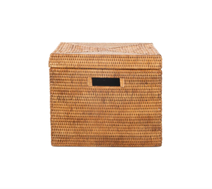 Cesta de Almacenamiento de Ratán Natural Hecha a Mano con Tapa con Bisagras y Asas, Organizador Tejido, Decoración para el Hogar - Product Image 1
