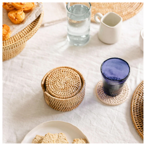 Eco Friendly Rattan Coasters Set Handwoven Round And Square <b>Table</b> <b>Mats</b> For Dining Room Restaurant And Home Wholesale - Product Image 3