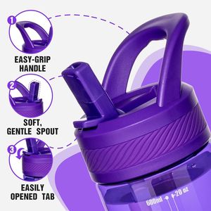 Borraccia Deep Purple in Tritan Senza BPA con Cannuccia, Design Anti-Perdita per Viaggi, Casa, Scuola, Bicchiere Termico in Acciaio Inossidabile - Product Image 3