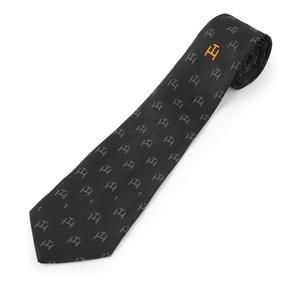 Corbata Masónica Premium del Capítulo Arco Real, Negra, con Logotipo Triple Tau Bordado a Máquina, Patrón Impreso en Negro, Corbata Formal de Poliéster - Product Image 2