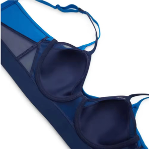 Women's Blue Sports Bra High Impact Yoga <b>Top</b> Breathable Fitness Bra with Dual Straps and <b>Mesh</b> Detailing - Product Image 5