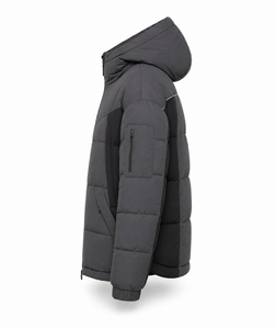 Custom Color Block Casual Puffer <b>Jacket</b> Outdoor Winter Windproof Breathable Zipper Pockets PVC Patch Service Smooth Polyester - Product Image 2
