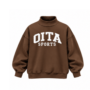 เสื้อสเวตเชิ้ตคอเต่าสีน้ำตาลทรงโอเวอร์ไซส์ ยูนิเซ็กส์ เนื้อผ้าหนา ทรงหลวม แขนยาว สกรีนลายได้ตามต้องการ สไตล์ลำลอง สตรีทแวร์ สำหรับฤดูหนาว - Product Image 1