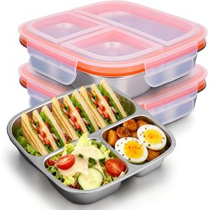 Palksky Contenitore per Pranzo in Acciaio Inox a 3 Scomparti, Scatola Metallica per Alimenti per Adulti, Uomini e Donne, per Lavoro o Scuola - Product Image 1