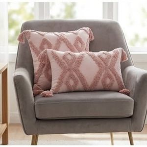 Bohemian Embroidered Geometric Cushion Cover Pink Rectangle Cotton Home Decor Pillow Case at Wholesale Price - Product Image 3