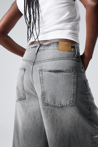 Men's High Waist Ripped Denim Bermuda Shorts Street Style Cotton Washed Fit Black Button Fly - Product Image 5