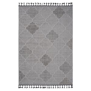 Alfombra LOOM and LUXE 6X9 para Interiores/Exteriores, Diseño de Celosía Blanco/Gris, Colección de Alfombras y Conjuntos Elegantes - Product Image 2
