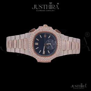 Reloj de Lujo para Pareja, Automático, Multifuncional, con Diamantes Moissanite VVS de Alta Calidad, Venta al Por Mayor de Fabricante Indio - Product Image 2