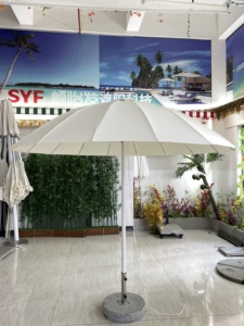 Paraguas de Pagoda de poste de aluminio de diseño moderno, sombrilla de playa roja y blanca para Patio, comedor, muebles de costilla de fibra de vidrio al aire libre - Product Image 2