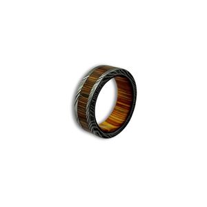 Damascus <b>Ring</b> Whiskey Barrel Wood Wedding Band <b>Men</b> Whiskey Barrel Wood Wedding Band <b>Ring</b> for Husband Anniversary Gift - Product Image 1
