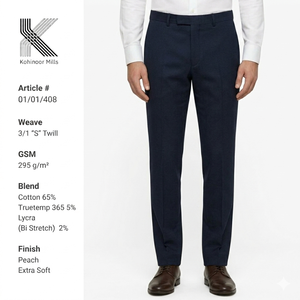 Pantalones Chinos Bi-Stretch Azul Marino Personalizados para Hombre, Trutemp 365 Spandex 295GSM, Pantalones de Vestir Casuales Elegantes, Fabricante OEM ODM - Product Image 1