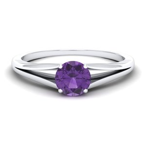 REYES, recién llegado, anillo de plata de ley 925 con piedra preciosa de amatista de corte redondo de 0,84 quilates para mujer, joyería fina exquisita con certificado GRA - Product Image 1